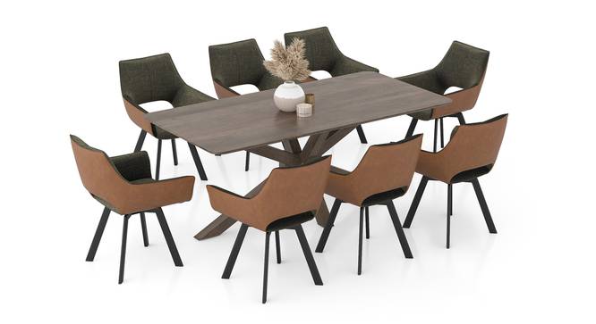 Anderson Solid Wood 8-Seater Dining Table with Casey Swivel Dining Chair (DUAL TONE, Danish Walnut Finish, 8 No of Chairs, 8 Table Seating Capacity) by Urban Ladder - - 