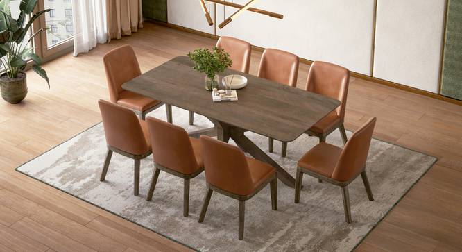 Anderson Dining Chair in Danish Walnut Finish (Tan Leatherette, Danish Walnut Finish) by Urban Ladder - - 