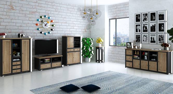 kaito solid wood bookshelvesin black and natural (Black & Natural Finish) by Urban Ladder - - 
