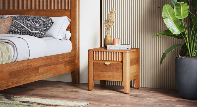 Toledo Solid Wood Bedside Table In Danish Walnut Finish (Amber Walnut Finish) by Urban Ladder - - 