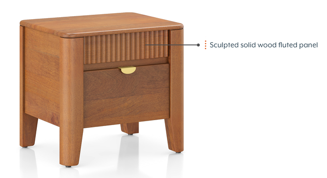 Toledo Solid Wood Bedside Table In Danish Walnut Finish (Amber Walnut Finish) by Urban Ladder - - 