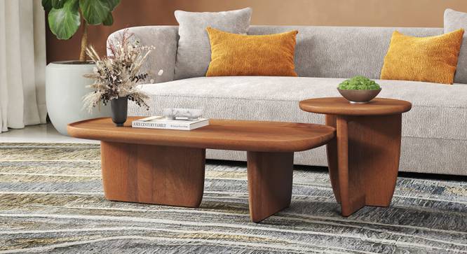 Kaya Organic Solid Wood Coffee Table in Danish Walnut (Amber Walnut Finish) by Urban Ladder - - 