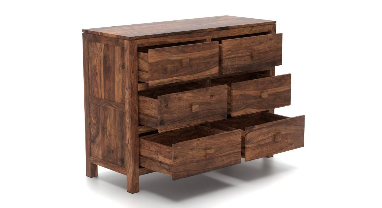 Magellan Solid Wood Chest of 6 Drawers in Teak Finish Urban Ladder