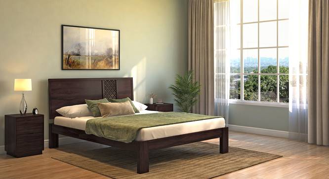 Alaca Bed (Solid Wood) (Mahogany Finish, King Bed Size) by Urban Ladder - Front View Design 1 - 105508