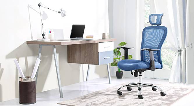 Venturi Study Chair-3 Axis Adjustable (Aqua) by Urban Ladder - Design 1 Semi Side View - 115779