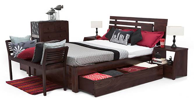 Stockholm Storage Bed (Solid Wood) (Mahogany Finish, King Bed Size, Drawer Storage Type) by Urban Ladder - Half View Design 1 - 117022