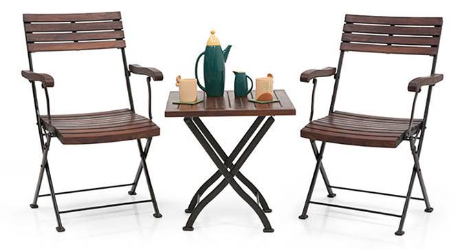 Masai Arm Chair Table Set (Teak Finish) (Black) by Urban Ladder - Front View Design 1 - 118031