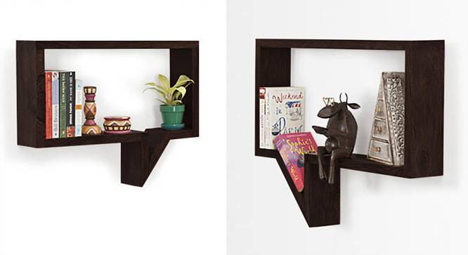 Quote-Unquote Wall Shelves (Set of 2) (Mahogany Finish) by Urban Ladder - Half View Design 1 - 118662