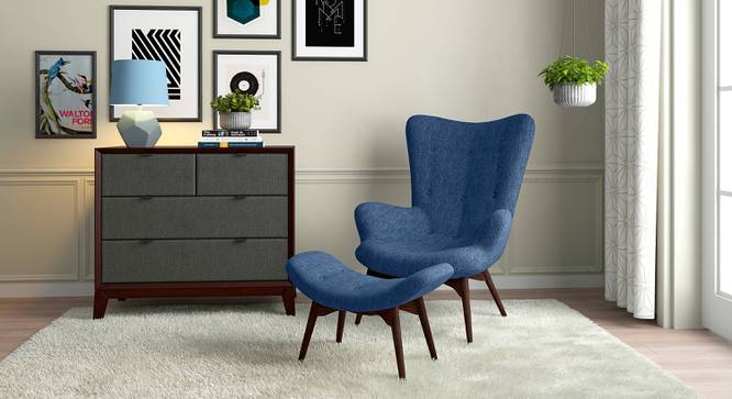 Contour Chair & Ottoman Replica (Blue) by Urban Ladder - Full View Design 1 - 119580