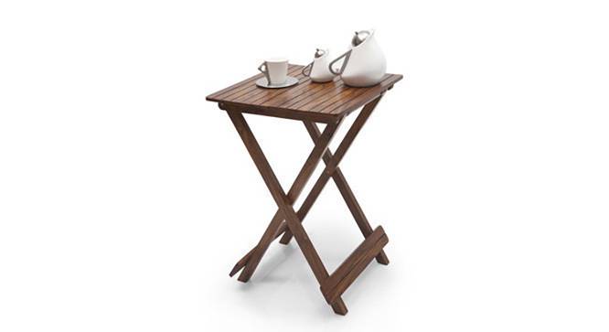 Latt Folding Table/Stool Tall (Teak Finish) by Urban Ladder - Design 1 Semi Side View - 119808