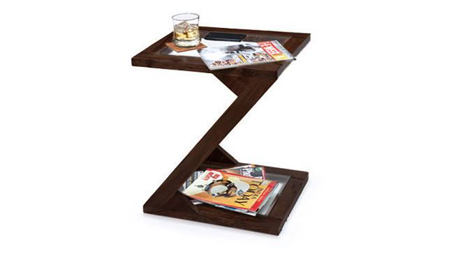 Zeta Glass Top Side Table (Mahogany Finish) by Urban Ladder - Half View Design 1 - 120262