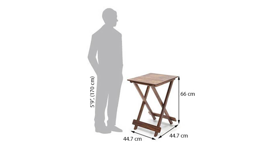 Latt folding table stool tall teak finish img dim2