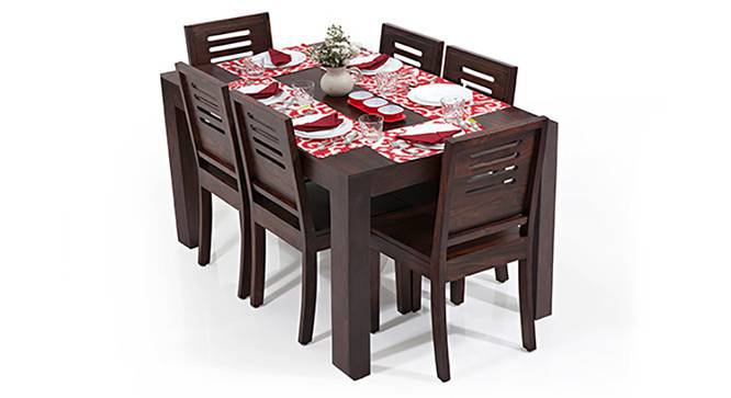 Arabia - Capra 6 Seater Dining Table Set (Mahogany Finish) by Urban Ladder - Half View Design 1 - 121903