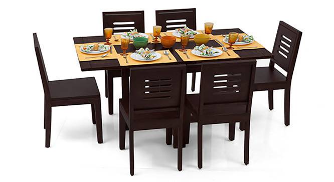 Danton 3-to-6 - Capra 6 Seat Folding Dining Table Set (Mahogany Finish) by Urban Ladder - Half View Design 1 - 121923