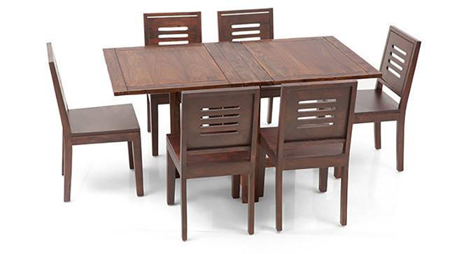 Danton 3-to-6 - Capra 6 Seat Folding Dining Table Set (Teak Finish) by Urban Ladder - Front View Design 1 - 122018