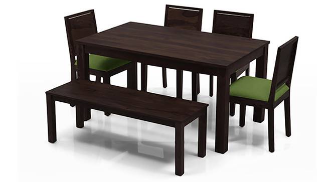 Arabia - Oribi 6 Seater Dining Table Set (With Bench) (Mahogany Finish, Avocado Green) by Urban Ladder - Front View Design 1 - 123046