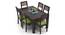 Arabia - Zella 6 Seater Dining Table Set (Mahogany Finish, Avocado Green) by Urban Ladder