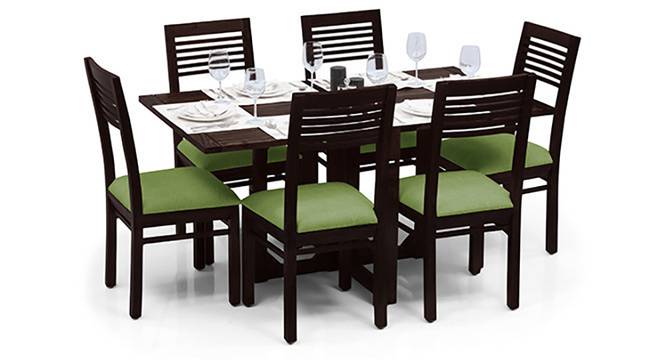 Danton 3-to-6 - Zella 6 Seater Folding Dining Table Set (Mahogany Finish, Avocado Green) by Urban Ladder - Half View Design 1 - 123118