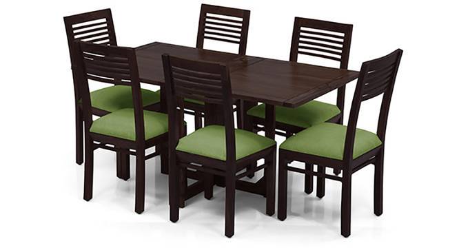 Danton 3-to-6 - Zella 6 Seater Folding Dining Table Set (Mahogany Finish, Avocado Green) by Urban Ladder - Front View Design 5 - 123119