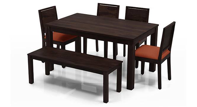 Arabia - Oribi 6 Seater Dining Table Set (With Bench) (Mahogany Finish, Burnt Orange) by Urban Ladder - Front View Design 1 - 123274