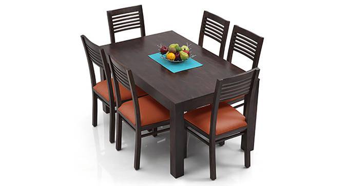 Arabia - Zella 6 Seater Dining Table Set (Mahogany Finish, Burnt Orange) by Urban Ladder - Front View Design 1 - 123318
