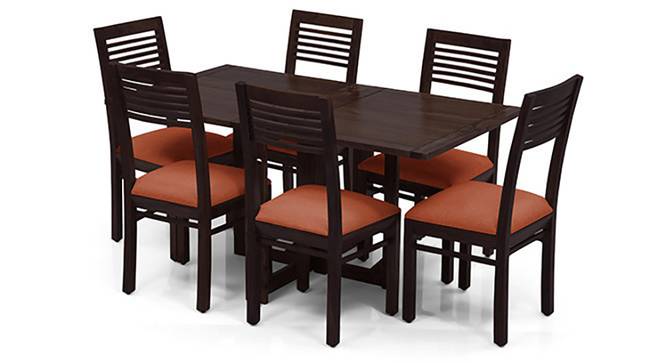 Danton 3-to-6 - Zella 6 Seater Folding Dining Table Set (Mahogany Finish, Burnt Orange) by Urban Ladder - Front View Design 1 - 123350