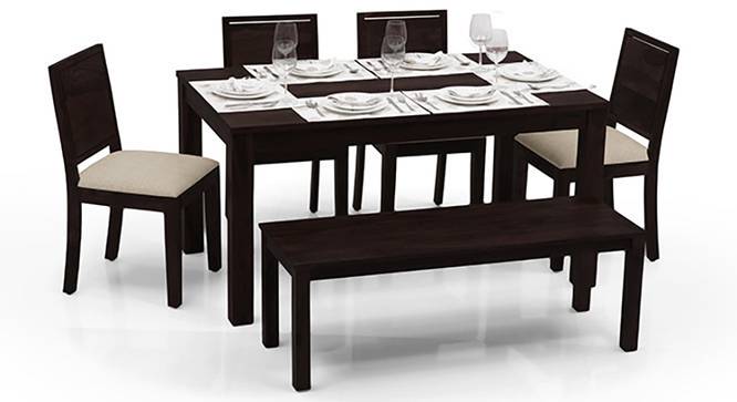 Arabia - Oribi 6 Seater Dining Table Set (With Bench) (Mahogany Finish, Wheat Brown) by Urban Ladder - Half View Design 1 - 123684