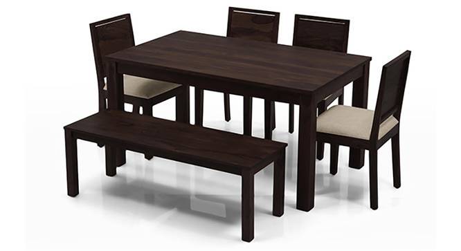 Arabia - Oribi 6 Seater Dining Table Set (With Bench) (Mahogany Finish, Wheat Brown) by Urban Ladder - Front View Design 1 - 123685