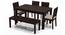 Arabia - Oribi 6 Seater Dining Table Set (With Bench) (Mahogany Finish, Wheat Brown) by Urban Ladder - Front View Design 1 - 123685