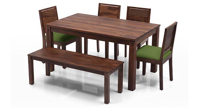Arabia - Oribi 6 Seater Dining Table Set (With Bench) (Teak Finish, Avocado Green) by Urban Ladder - Front View Design 1 - 123936