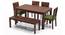 Arabia - Oribi 6 Seater Dining Table Set (With Bench) (Teak Finish, Avocado Green) by Urban Ladder - Front View Design 1 - 123936