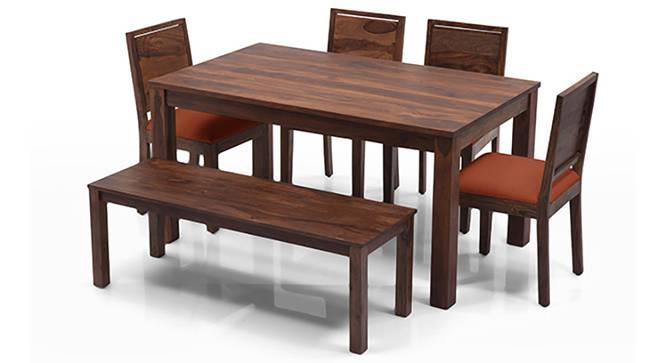 Arabia - Oribi 6 Seater Dining Table Set (With Bench) (Teak Finish, Burnt Orange) by Urban Ladder - Front View Design 1 - 124138
