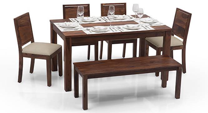 Arabia - Oribi 6 Seater Dining Table Set (With Bench) (Teak Finish, Wheat Brown) by Urban Ladder - Half View Design 1 - 124432