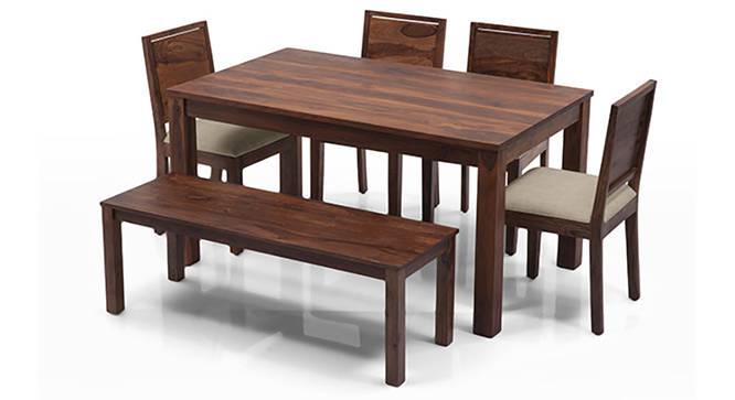 Arabia - Oribi 6 Seater Dining Table Set (With Bench) (Teak Finish, Wheat Brown) by Urban Ladder - Front View Design 1 - 124433