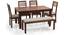 Arabia - Zella 6 Seater Dining Table Set (With Upholstered Bench) (Teak Finish, Wheat Brown) by Urban Ladder - Front View Design 1 - 124617