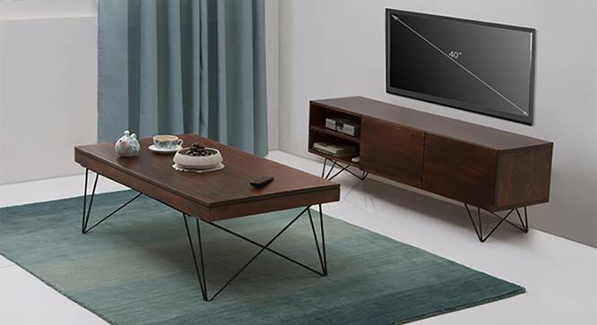 Dyson TV Unit - Coffee Table Set (Walnut Finish) by Urban Ladder - Full View Design 1 - 127287