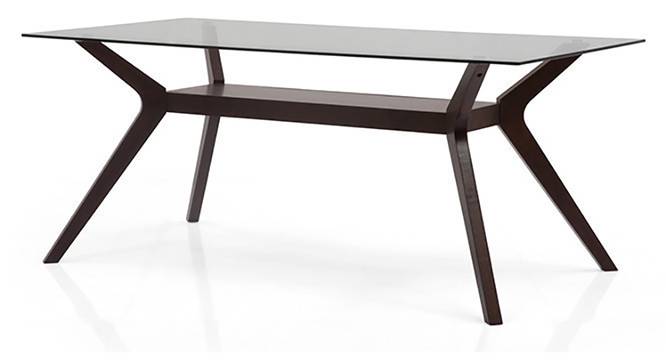 Wesley 6 Seater Glass Top Dining Table (Dark Walnut Finish) by Urban Ladder - Front View Design 1 - 129052