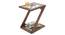 Zeta Glass Top Side Table (Teak Finish) by Urban Ladder - Design 1 Semi Side View - 129079