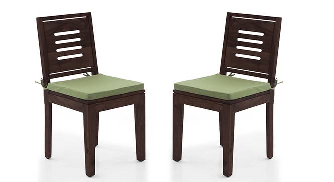 Capra Dining Chairs - Set of 2 (With Removable Cushions) (Mahogany Finish, Avocado Green) by Urban Ladder - Design 1 - 130255