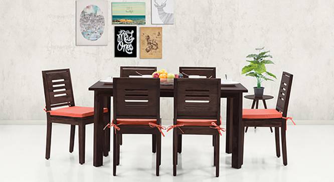 Capra Dining Chairs - Set of 2 (With Removable Cushions) (Burnt Orange, Mahogany Finish) by Urban Ladder - Design 1 - 130267