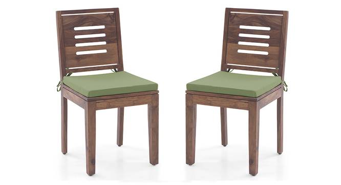 Capra Dining Chairs - Set of 2 (With Removable Cushions) (Teak Finish, Avocado Green) by Urban Ladder - Design 1 - 130288