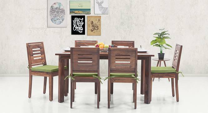 Capra Dining Chairs - Set of 2 (With Removable Cushions) (Teak Finish, Avocado Green) by Urban Ladder - Design 1 - 130289