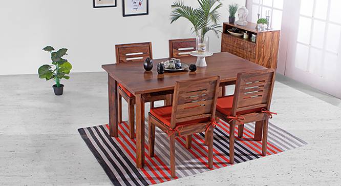 Capra Dining Chairs - Set of 2 (With Removable Cushions) (Teak Finish, Burnt Orange) by Urban Ladder - Design 1 - 130297