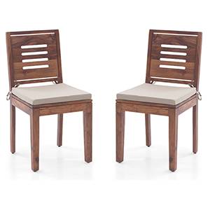 Dining Table Chairs Design Capra Dining Chairs - Set of 2 (With Removable Cushions) (Teak Finish, Wheat Brown)