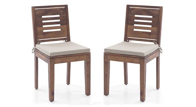 Capra Dining Chairs - Set of 2 (With Removable Cushions) (Teak Finish, Wheat Brown) by Urban Ladder - Design 1 - 130309