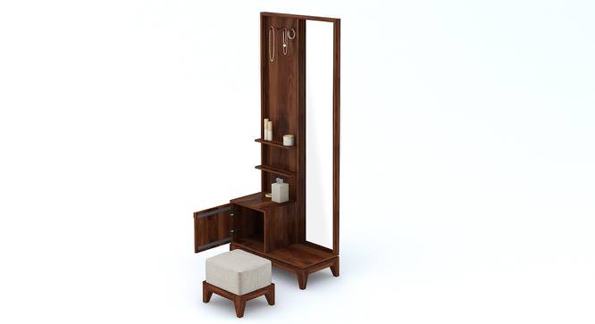 Magellan Dressing Table With Pouffe (Teak Finish) by Urban Ladder - Half View Design 1 - 130821