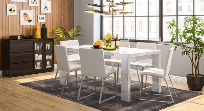 Kariba 6 Seater High Gloss Dining Table (White High Gloss Finish) by Urban Ladder - Design 1 Full View - 135029