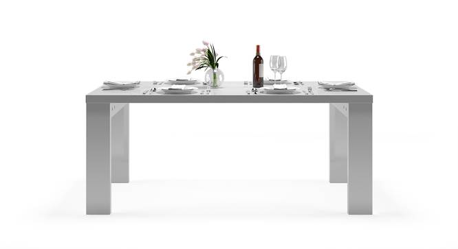 Kariba 6 Seater High Gloss Dining Table (White High Gloss Finish) by Urban Ladder - Front View Design 1 - 135030