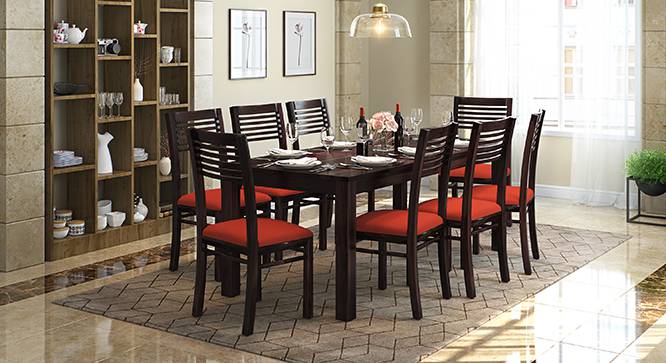 Arabia XXL - Zella 8 Seater Dining Table Set (Mahogany Finish, Burnt Orange) by Urban Ladder - Design 1 Full View - 136305