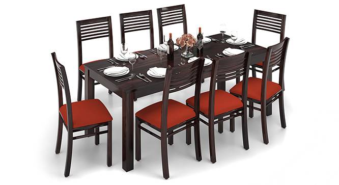 Arabia XXL - Zella 8 Seater Dining Table Set (Mahogany Finish, Burnt Orange) by Urban Ladder - Design 1 Half View - 136306